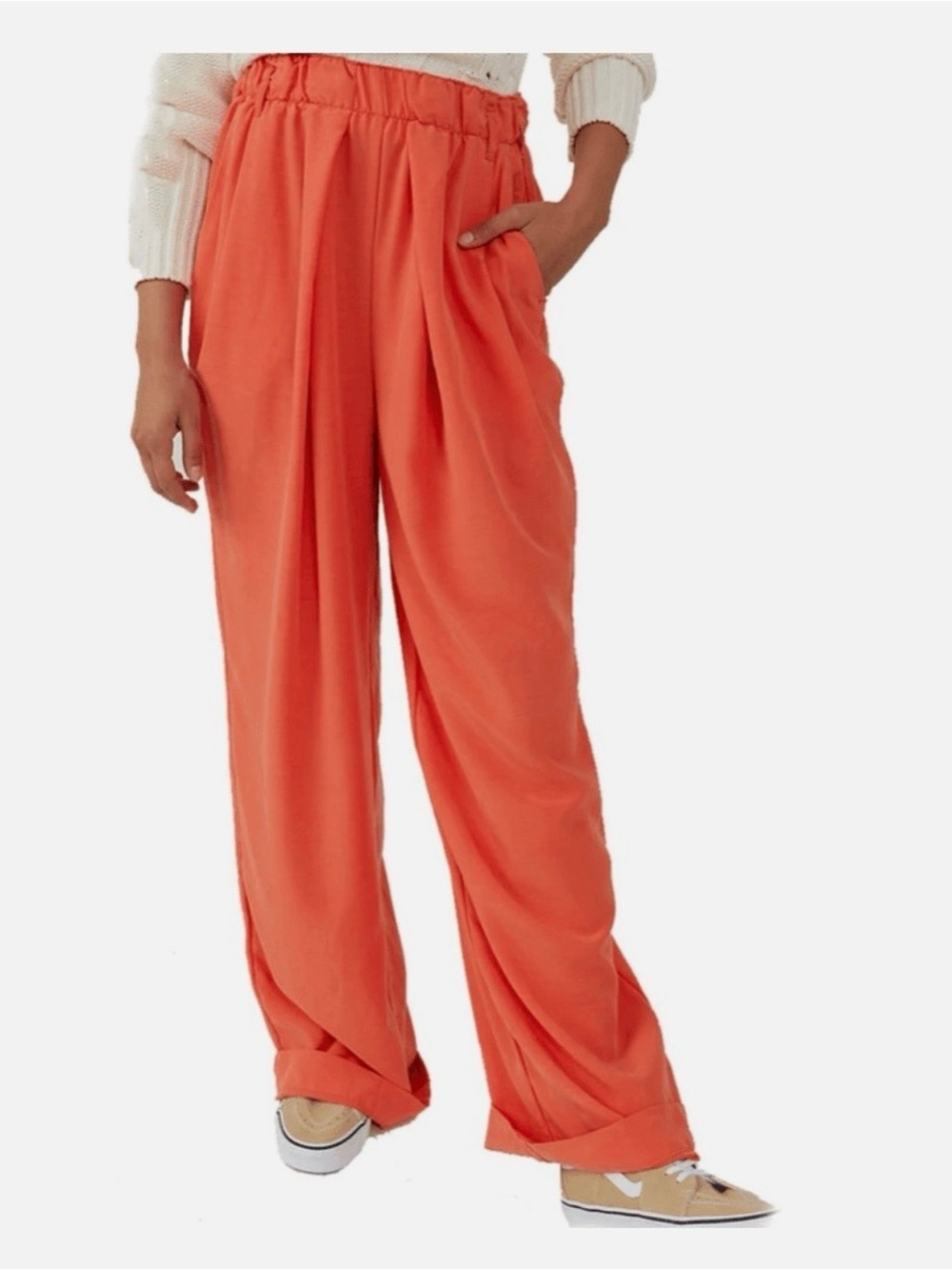 Free People Nothin to Say pleated trouser rare small orange pockets - Picture 13 of 13